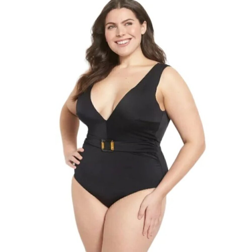 NWOT Cacique Black One Piece Swimsuit Size 36 - Picture 2 of 9